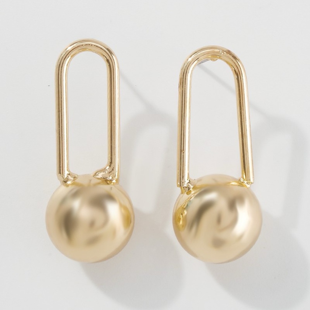 Statement Ball Drop Earrings- NWT. Gold